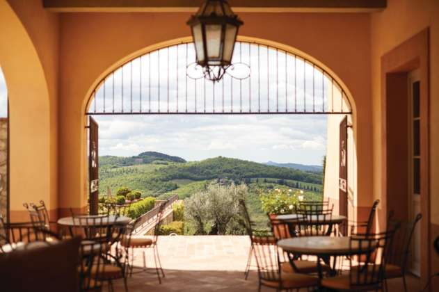 castello di Casole Vista dal dehors del bar. Credit Helen Cathcart